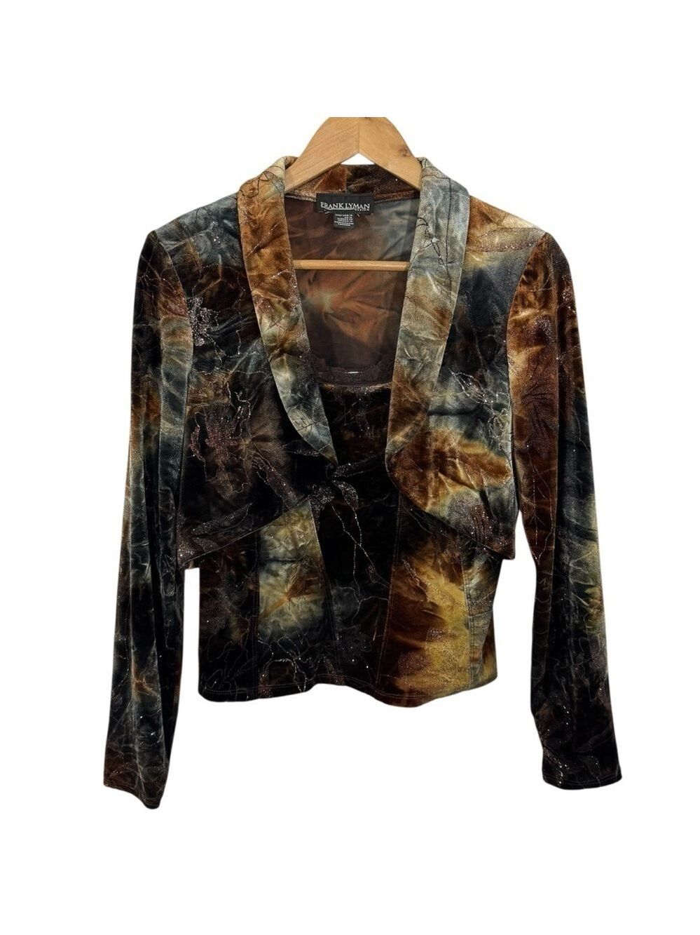 Vintage 90s Frank Lyman Velvet Top Set Sz 10 Crop Jacket Corset Tank 3 Ways NWT